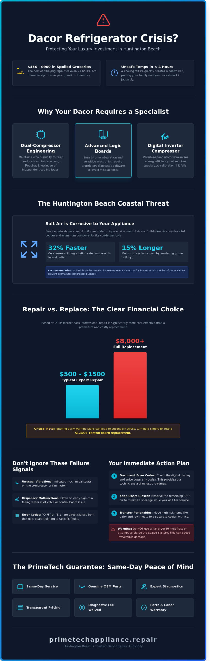 Expert Dacor Refrigerator Repair in Huntington Beach: Same-Day Luxury Service 2026