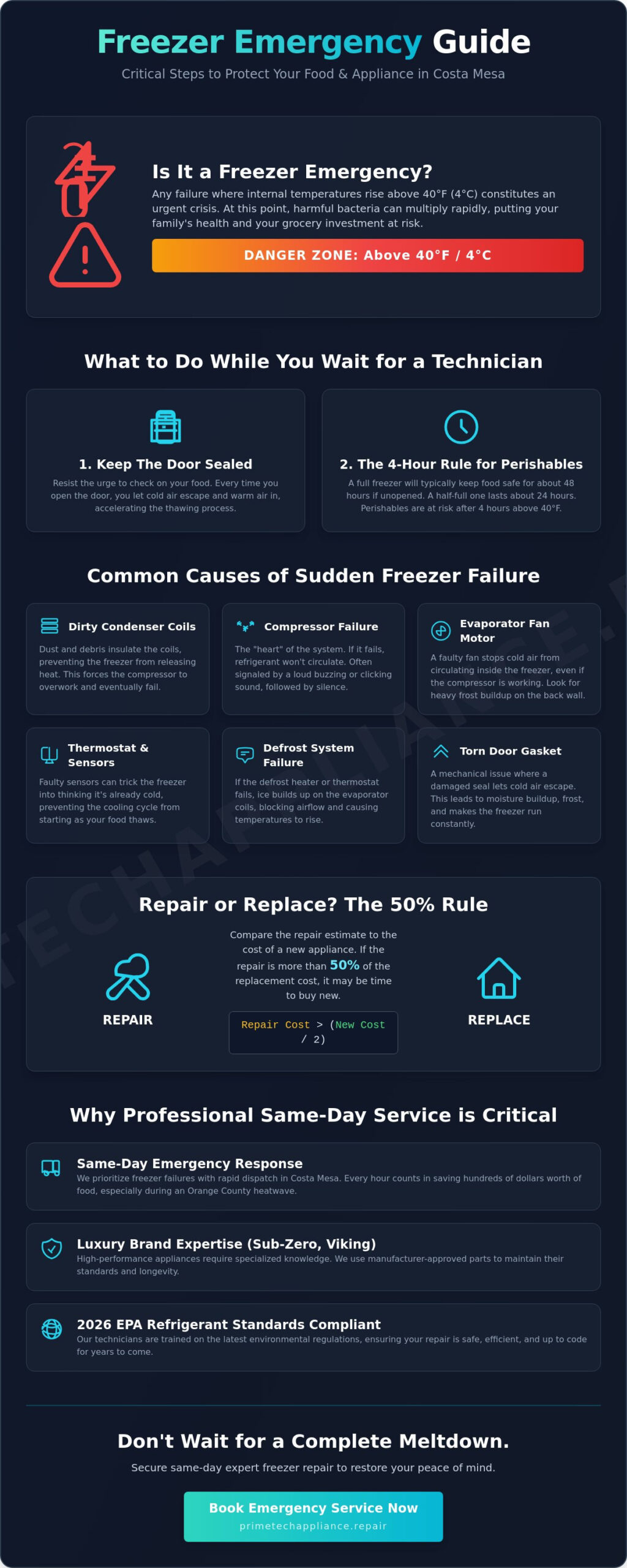 Emergency Freezer Repair in Costa Mesa: Same-Day Service to Save Your Cold Storage